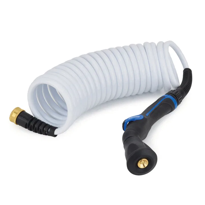 HS2011K – HOSECOIL Boat Washdown Hose, Coiled Type 20 Foot Hose Length 3/8 Inch Inner Diameter 3/4 Inch Garden Hose F...